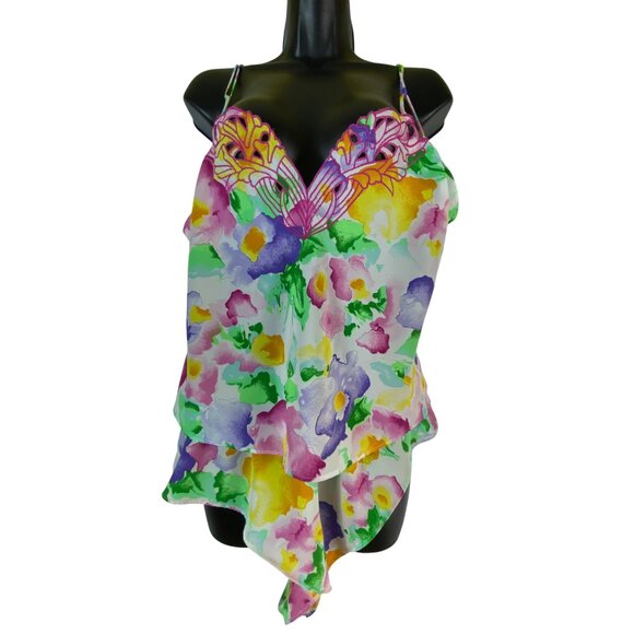 Vintage Victoria's Secret Floral‎ Two-Piece Pajama Short Set Large Eighties Rock - Picture 6 of 13